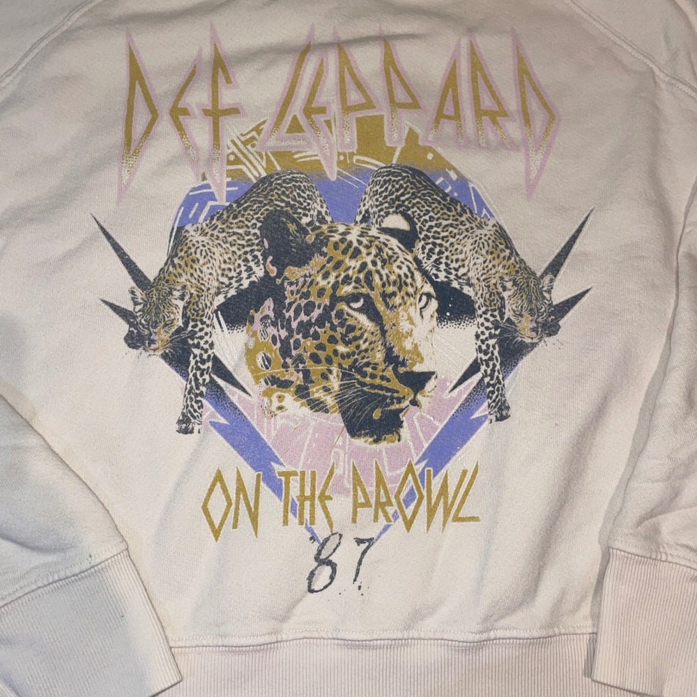 Daydreamer Def Leppard On The Prowl 87 Sweatshirt Cream Graphic Pullover Large - Picture 3 of 8